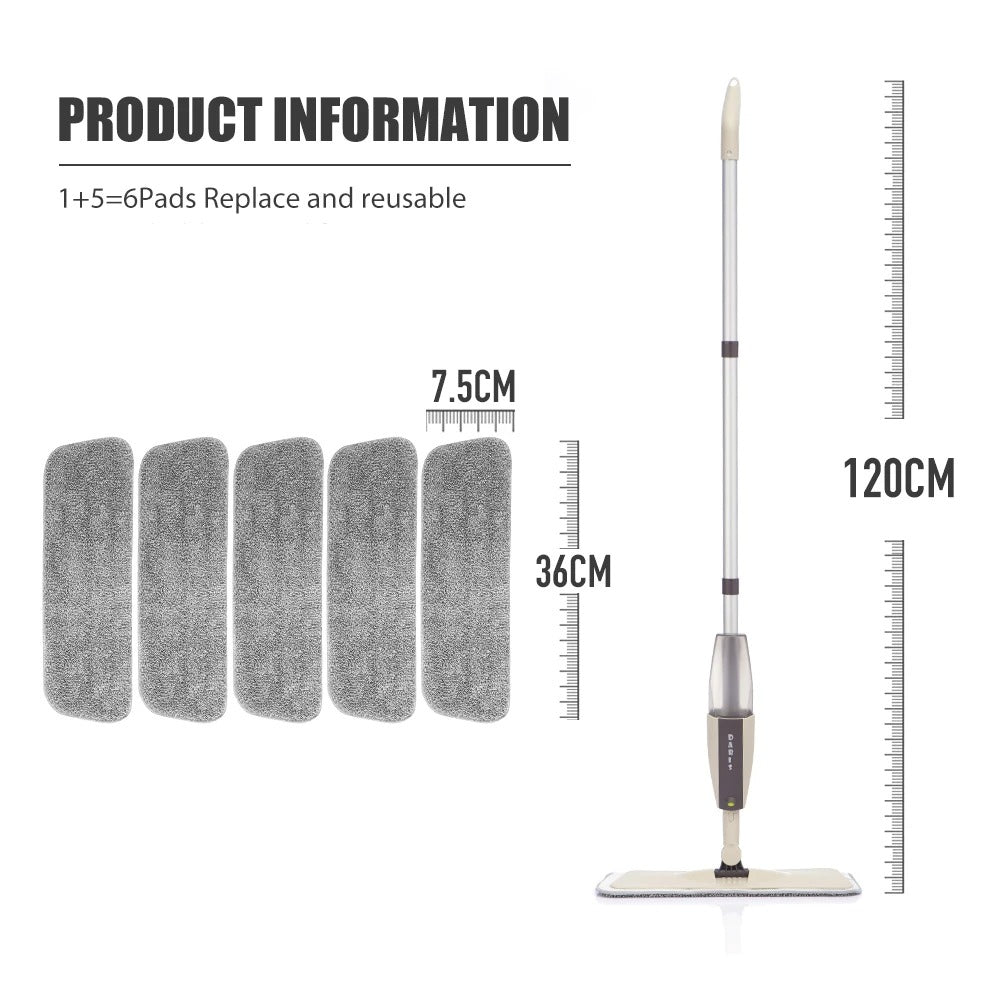 2-in-1 Spray Mop – Refillable Water Spray Floor Cleaner with Microfiber Pad
